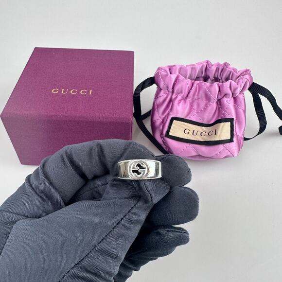 NIB Gucci interlocking G ring in silver Size 11 - Picture 4 of 9
